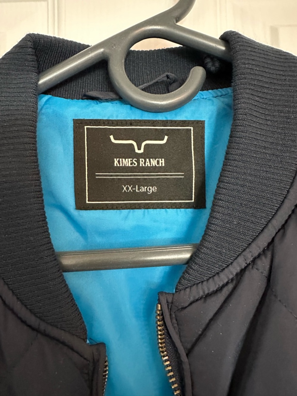 Kimes Ranch Quilted Bomber Jacket in Black with Teal Lining - Picture 2 of 3